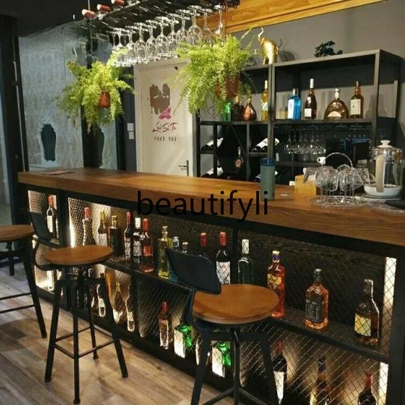 

X zzqVintage Bar Cashier Counter Small Front Desk for Barbershop Restaurant Clothing Store Bar Table