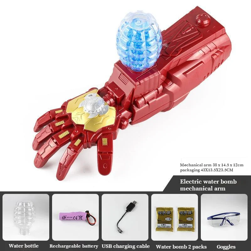 Iron Man Electric Arm Repeater Bb Bomb Launcher Children Toys Wearable Arm Electric Shooting Water Bomb Children\'S Gift