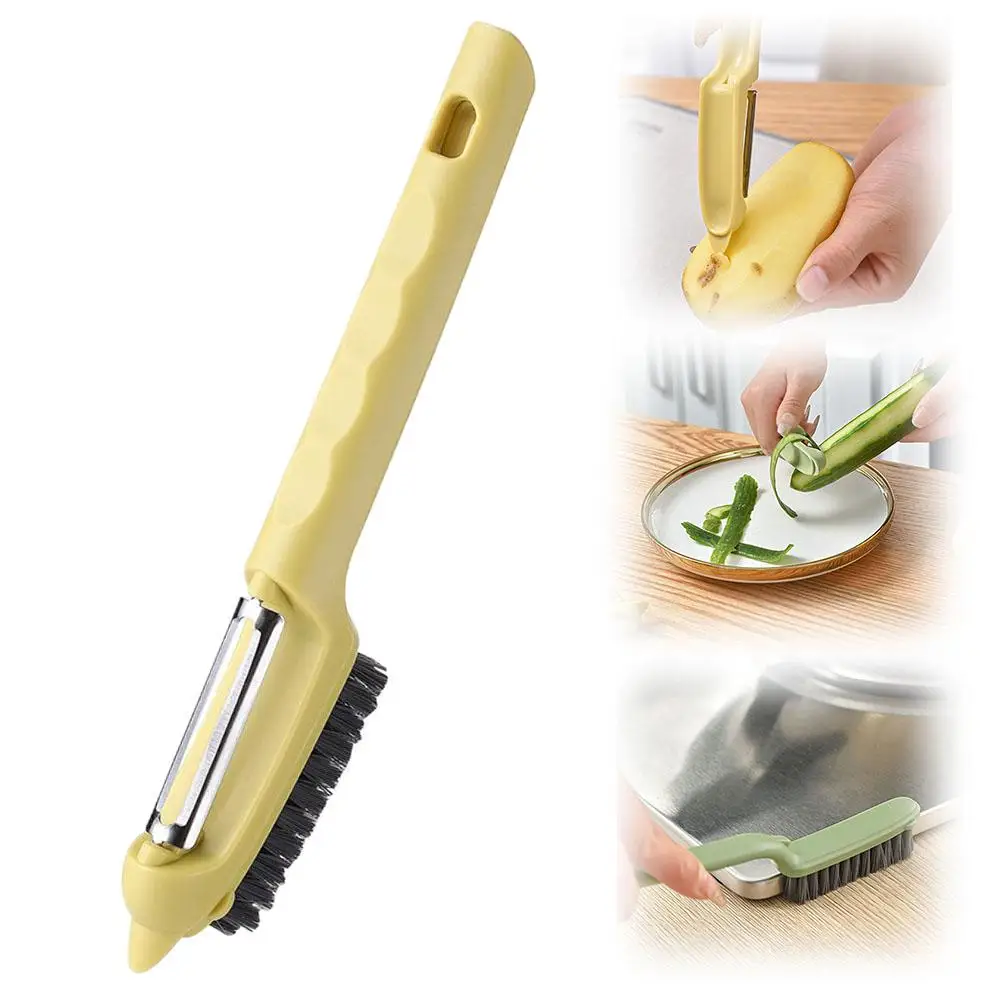 果物と野菜の皮むき器,2 in 1,多機能,包丁,クリーニングブラシ,n4f1
