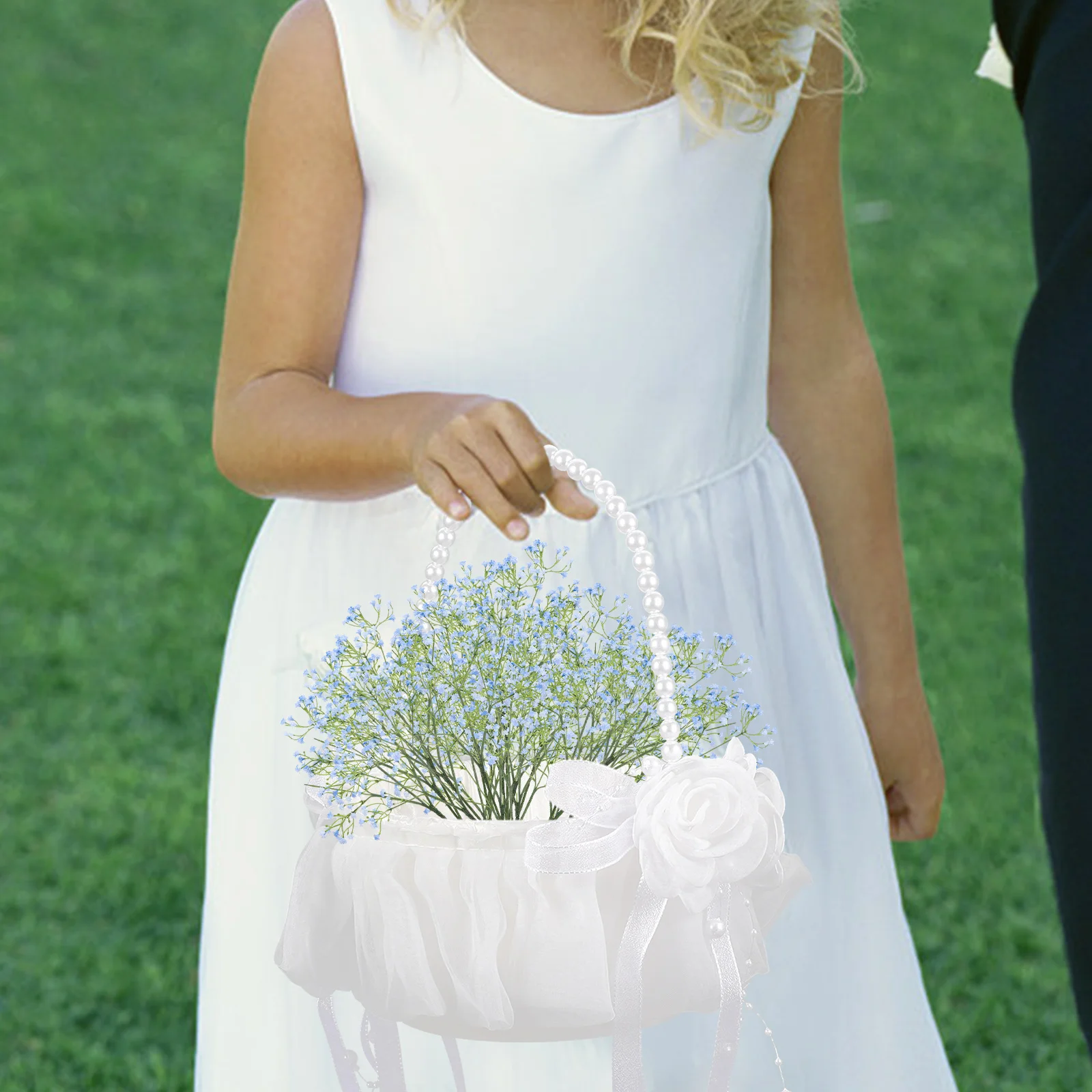 

Elegant Flower Girl Basket For Wedding Petal Portable Cloth Handle Decoration Outdoor Indoor Party Baskets Accessories Rustic