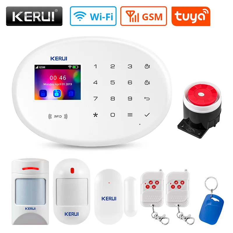 kerui tuya w202 kit sistema de alarme sem fio controle remoto protecao de seguranca smart home pet imune detector pir w202 01