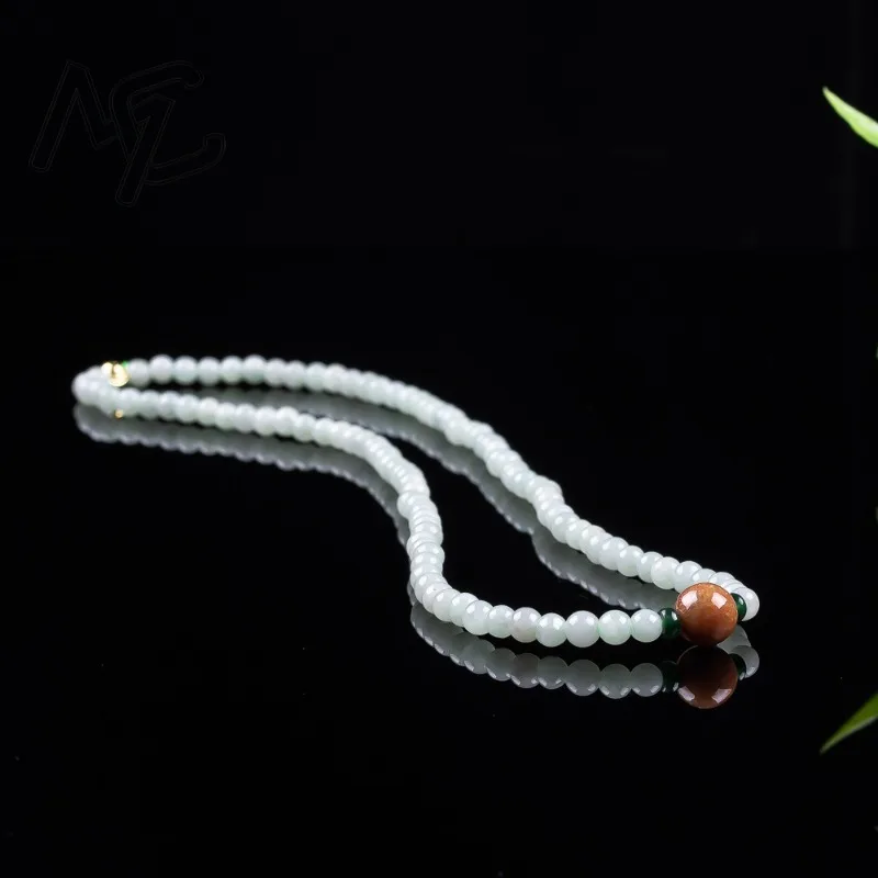 Natural Real Emerald A Goods Jade 6MM Necklace Bracelet Carved Jadeite Jewelry Amulet Gifts for Women Men Certificate New