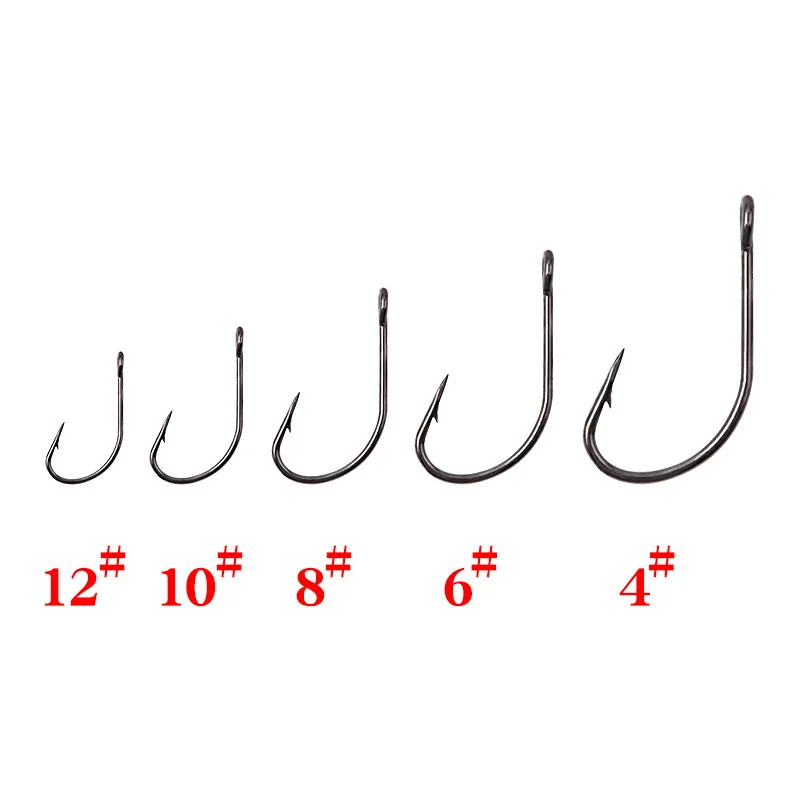 Sea Yolo 50Pcs/Pack 4/6/8/10/12# High Carbon Steel Fishing Hook With Barbed Single Sharp Hooks Carp Fishing For Lake Fishing