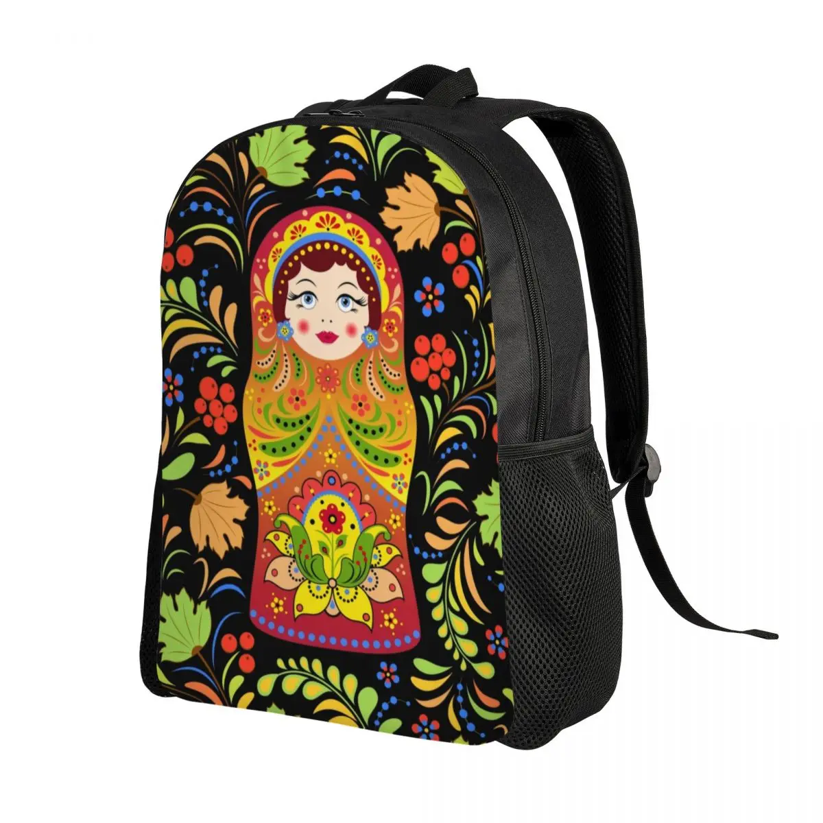 3D Print Russian Babushka Matryoshka Doll Backpacks for Girls Boys College School Travel Bags Men Bookbag Fits 15 Inch Laptop