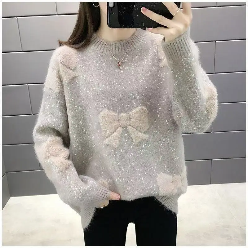 

High Quality Fashion Sweater Coat Women's 2025autumn Winter New Knitwear Jacket Female Loose Pullover Bottoming Shirt Ladies Top