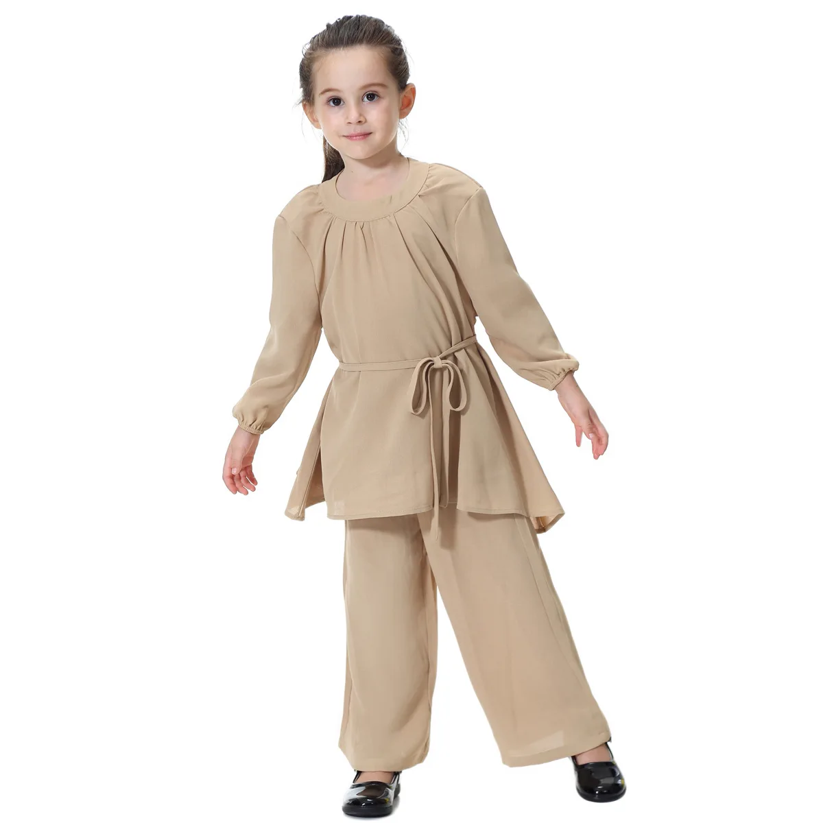 Dubai Arabic Muslim Girl Abaya Child Kid Dress Sets Pants Islamic Highly Elastic Large Baby Gowns Burka Arab Tops and Pants Set