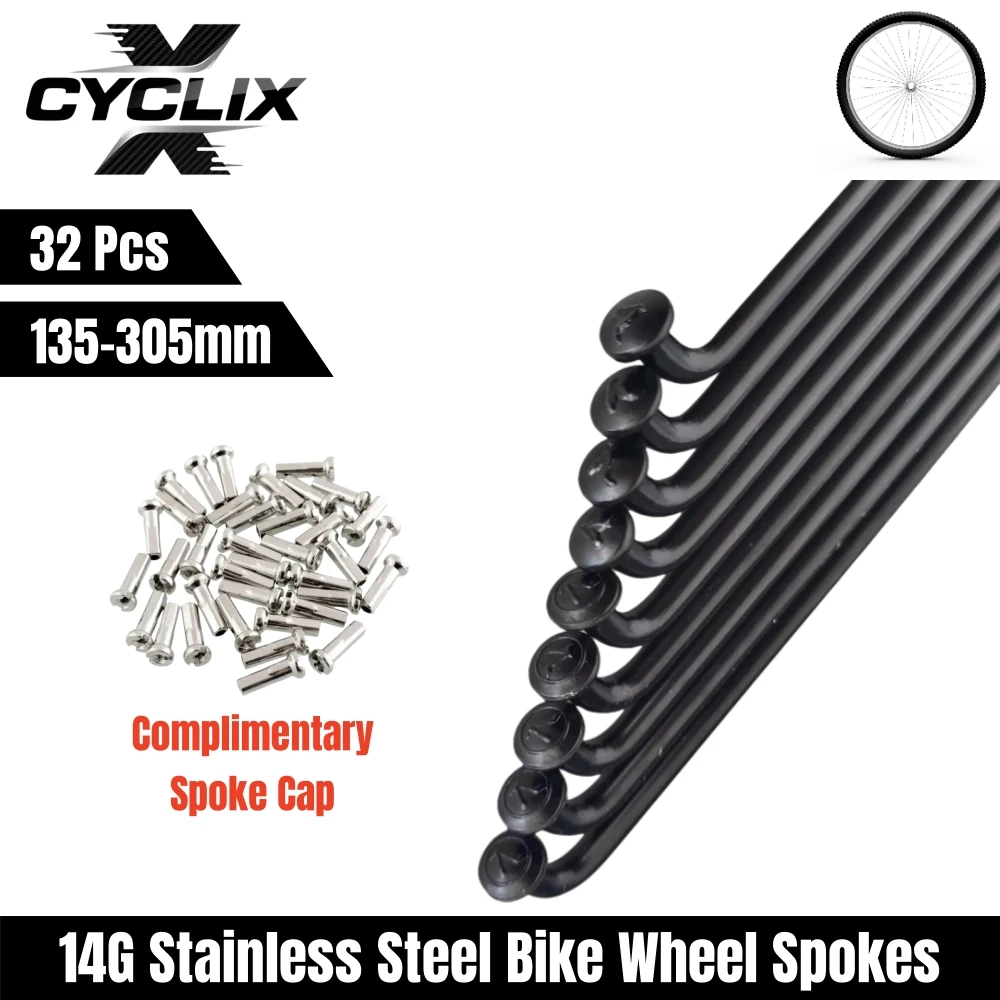

High Strength Mountain / Road Bike 14G Spokes Black Colour Bicycle Stainless Steel Spokes 135mm-305mm Bike Spokes Accessories