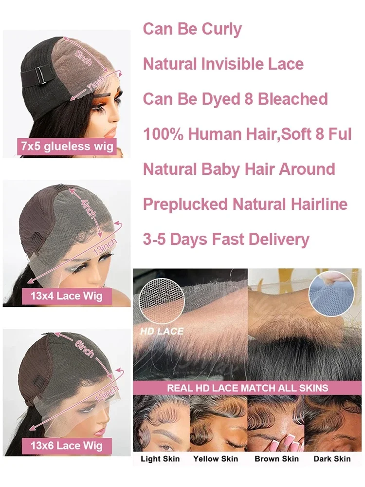 220 Density Curly 13x6 HD Transparent Deep Wave Lace Front Wig Human Hair For Black Women 40 44 Inch Pre Plucked Brazilian Hair image 6