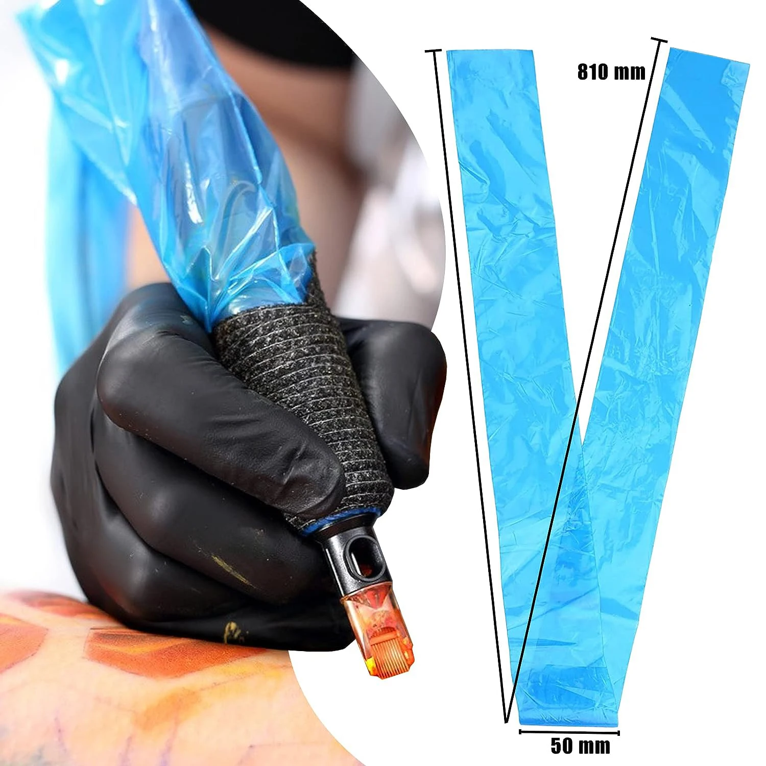 125pcs Tattoo Clip Cord Bags Sleeves Blue Disposable Tattoo Clip Cord Sleeves Cover Supply For Tattoo Clip Cable Accessories