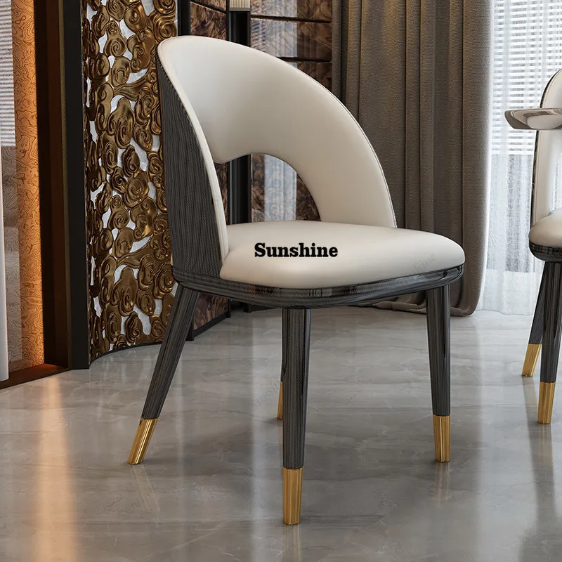 Italian luxury lacquered back panel hollow microfiber leather dining chair
