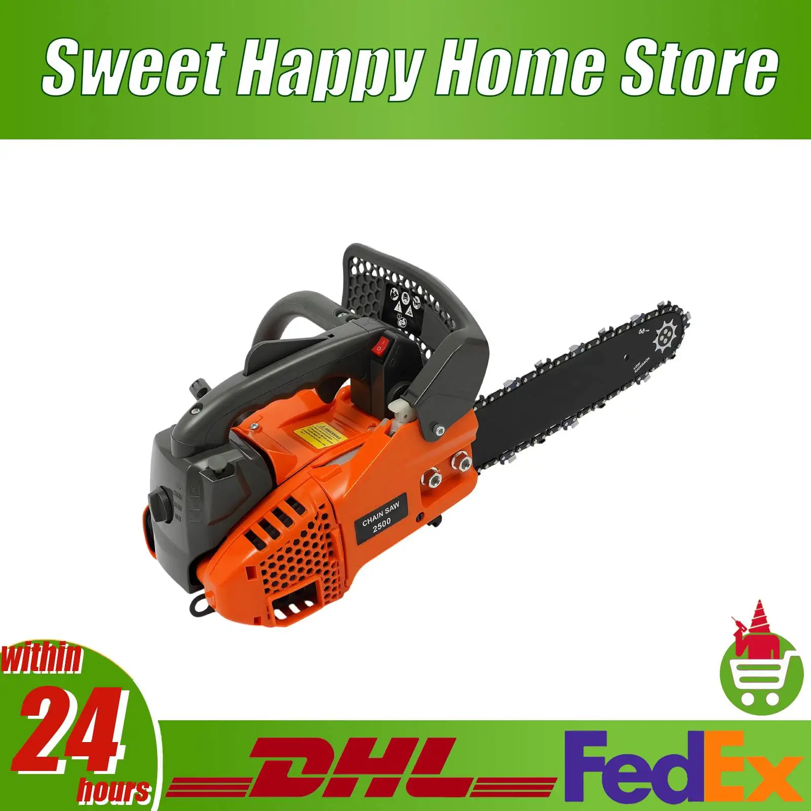 

Бензопила 11,8 дюймов, 900 Вт, 2-тактная, с верхней рукояткой и защитным кожухом для садовых работ, валки леса, обрезки деревьев, резки древесины