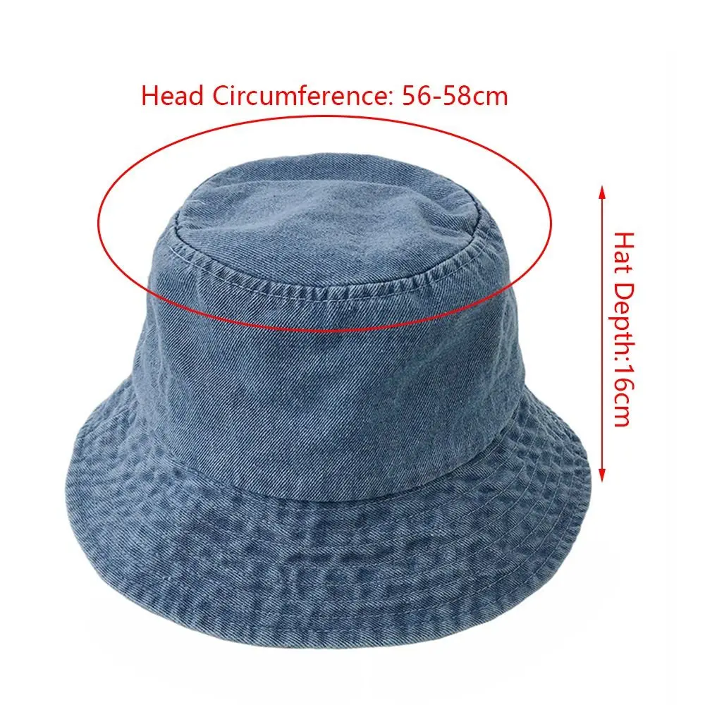 Outdoor Fisherman Hat Beach Cap Cotton Bucket Hats Women Summer Sunscreen Panama Hat Men Denim Fabric Sunbonnet Cap