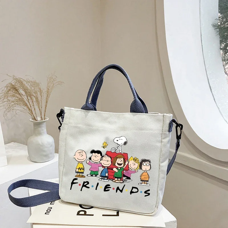 Snoopy Shoulder Bag Boy Girl Anime Cartoon Cute Crossbody Bag Portable Large Capacity Storage Commuting Canvas Bag Handbag Gift