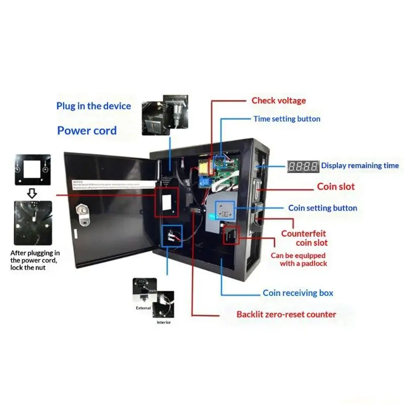 D0AB Coin Operated Timer Control Box Coin Timer Control Power Supply Box Enduring