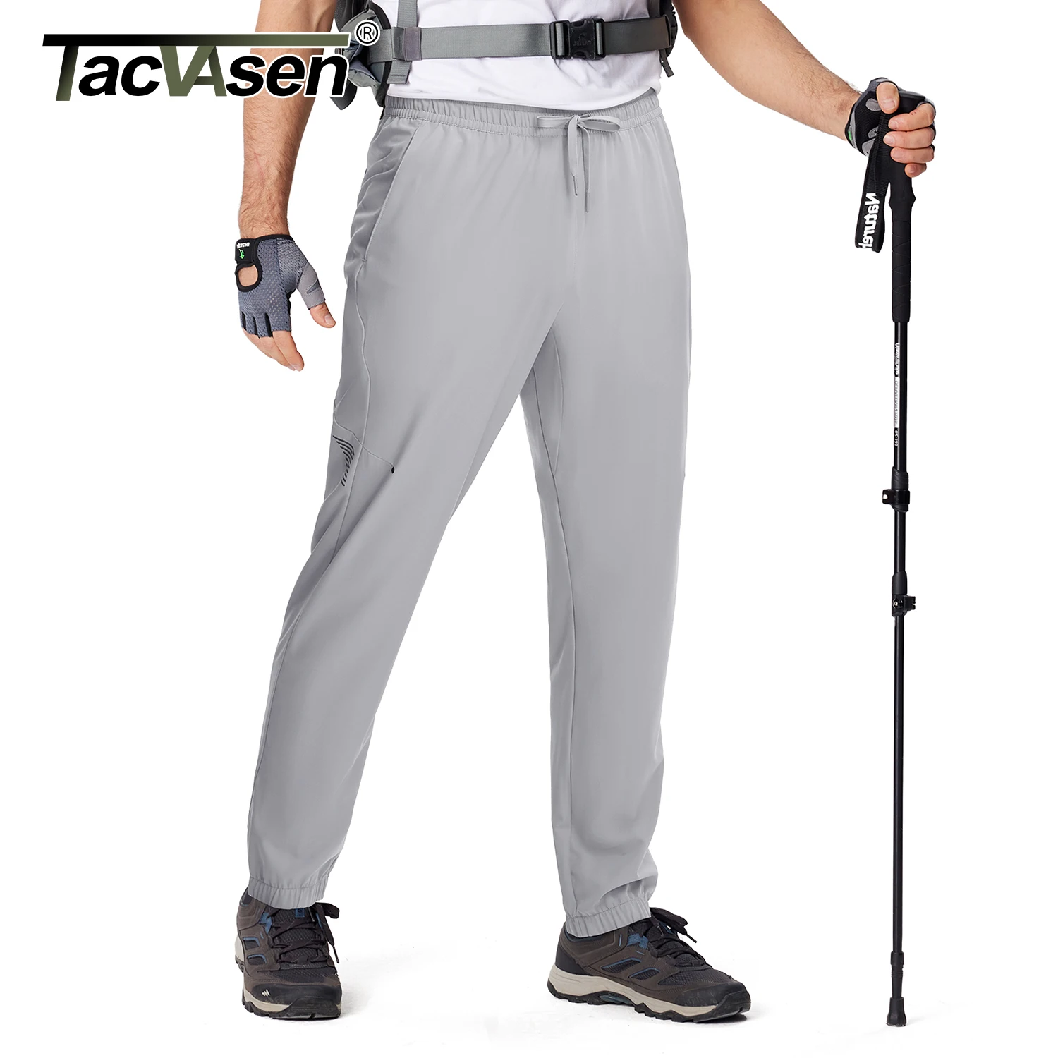 

TACVASEN Lightweight Hiking Pants Mens Quick Dry Travel Pants with 3 Pockets Waterproof Outdoor Trekking Fishing Trousers Male