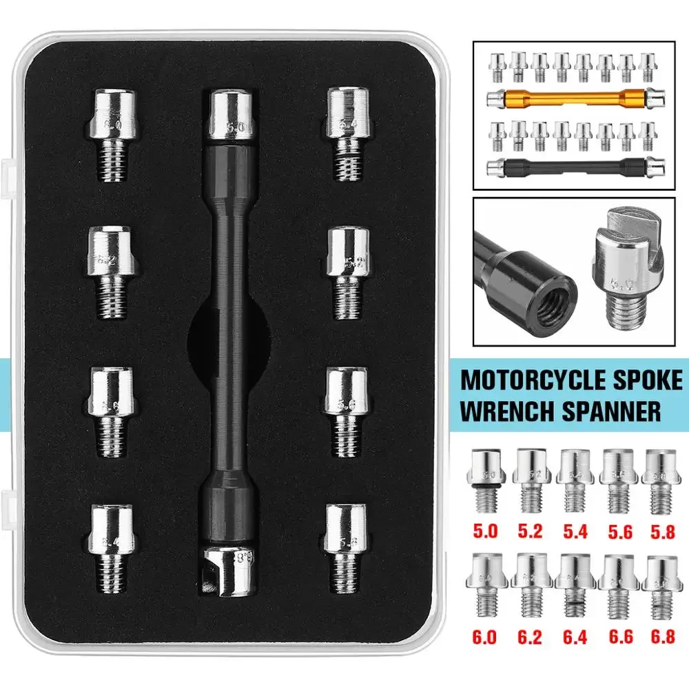 Motorcycle Motorbike Spoke Wrench Spanner Repair Tool 5.0-6.8mm Buckled Wheel