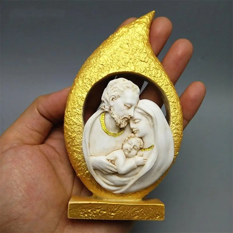 

G6KF Holy Family Silicone Mold Handmade Soap Mold Fondant Cake Jelly Candy Baking Mold for Wedding Birthday Party