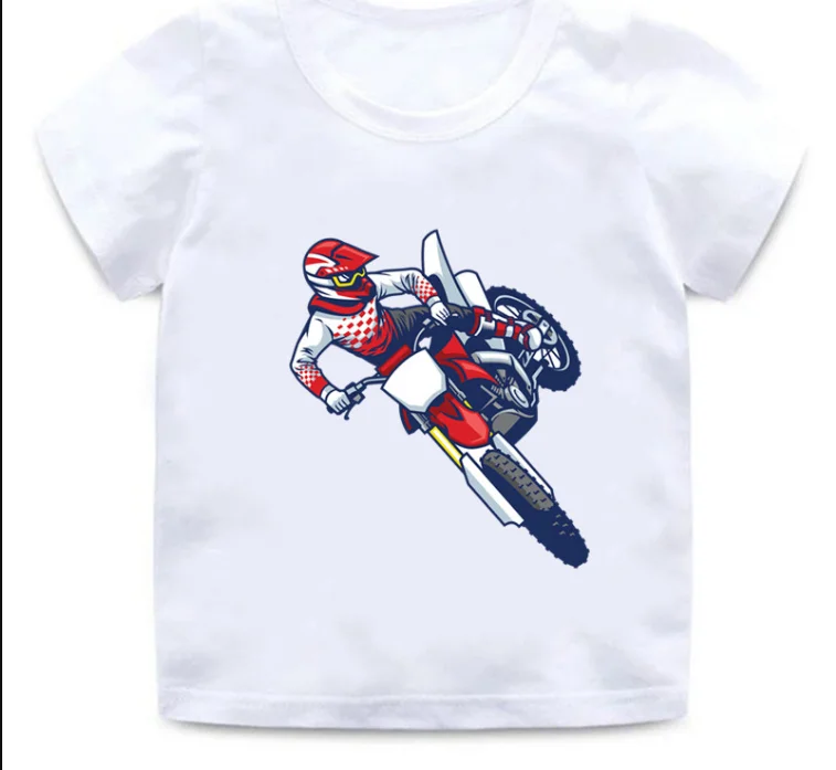 Motocross Rider Cool Boys T-shirts 2024 Summer Fashion Kids T shirt Streetwear Toddler Baby Girls Clothes Children Tops