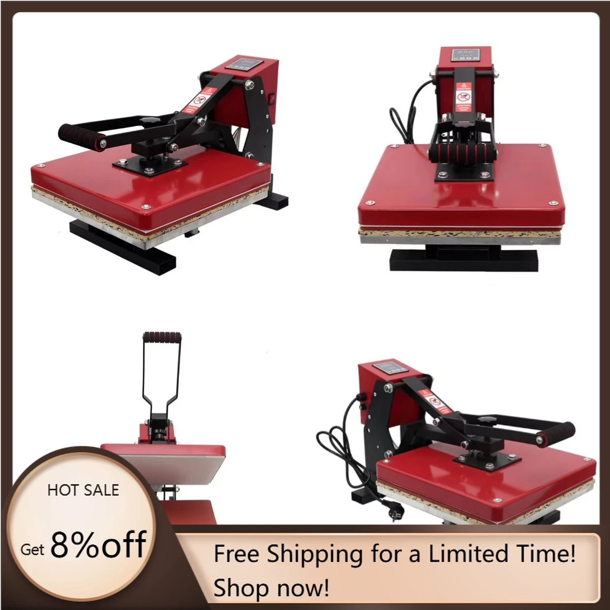 

WJW T-shirt Printing Heat Press Machine 38*38 Red Sublimation Heat Press Machine