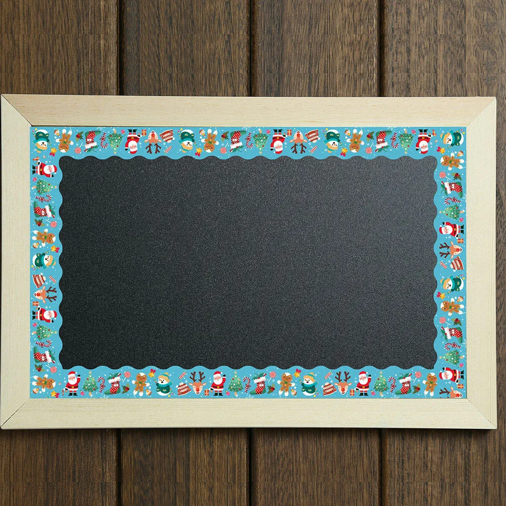 

1 Roll Adorable Blackboard Border Sticker Festive Christmas Decorative Trim for Bulletin Board Classroom Door Window Chalkboard