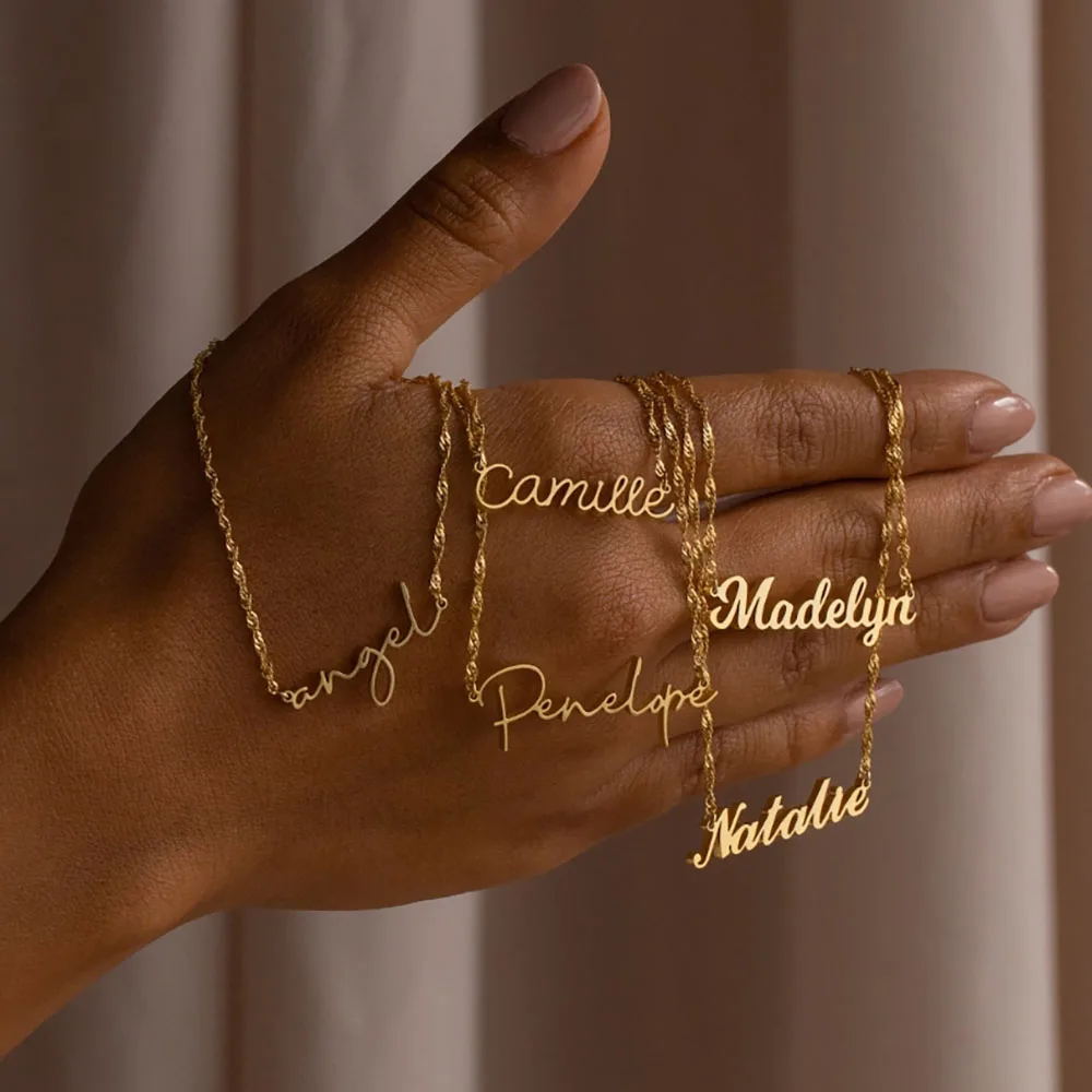 

Exquisite Water Wave Chain Customized Necklace Stainless Steel Pendant Women's Gift Wedding Gift Couple's Necklace