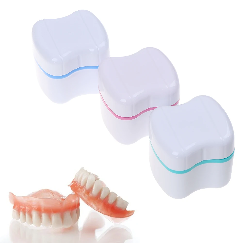 Denture Bath Box Dental False Teeth Storage Box Case Hanging Net Container Cleaning Teeth Cases Artificial Tooth Boxes Materials