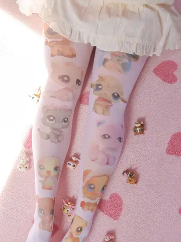 Calcetines Y2K de los años 2000, mono con estampado de dibujos animados para mujer, calcetines japoneses dulces Kawaii adelgazantes, calcetines altos hasta el muslo de Lolita, Emo Gilrs