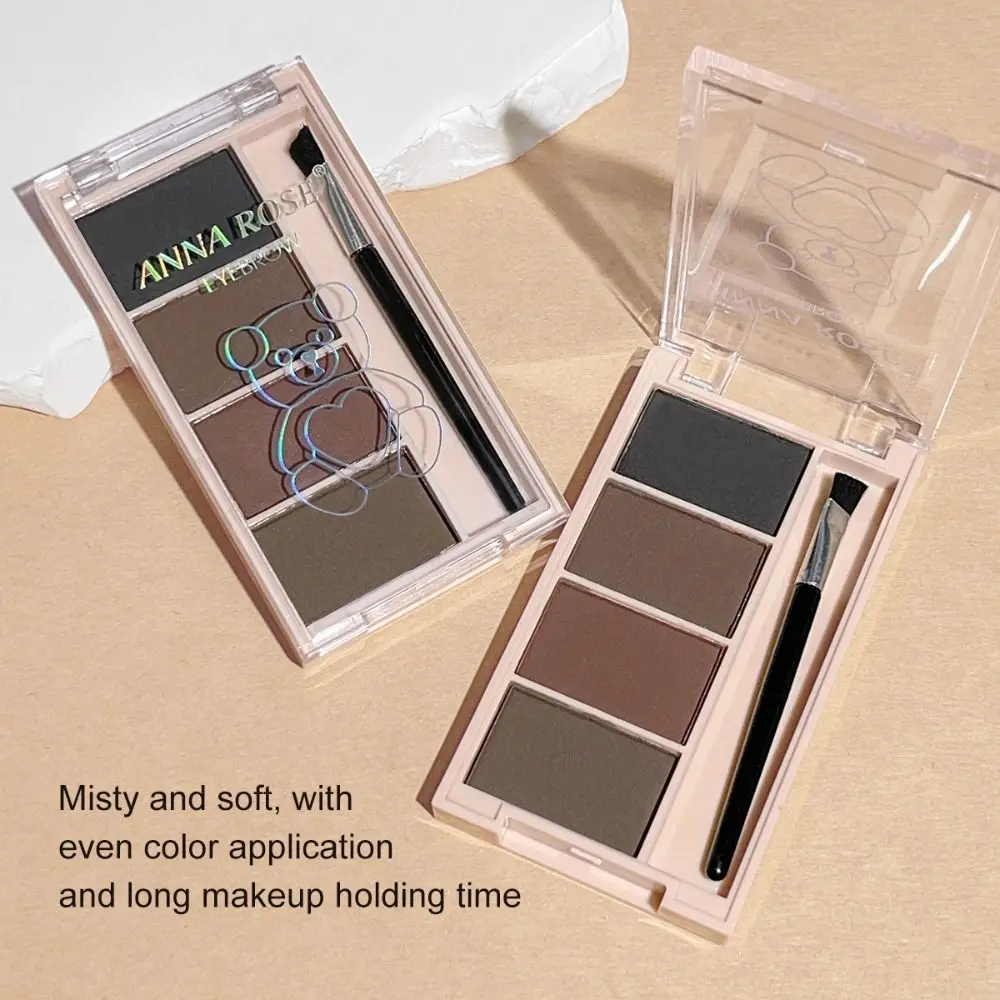 With Eyebrow Brush 4-color Eyebrow Powder Palette Sweatproof Long-Lasting Matte Eyebrow Powder Natural Beauty Tool