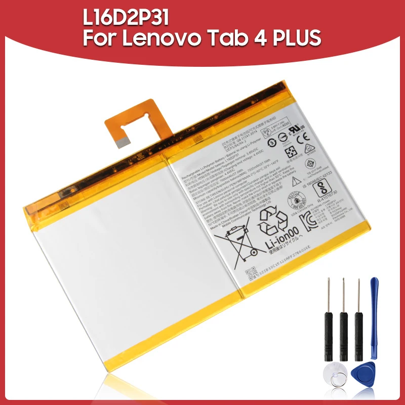 

Production Date 2024 Replacement Battery L16D2P31 For Lenovo Tab 4 Tab4 PLUS TB-X704F TB2-X30M TB-X304F 7000mAh Long Lifespan