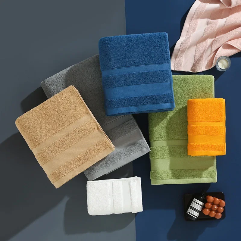 مناشف بلون موحد بأحجام مختلفة، مجموعة هدايا قطنية مريحة، منشفة حمام ماصة، أفضل مناشف استحمام