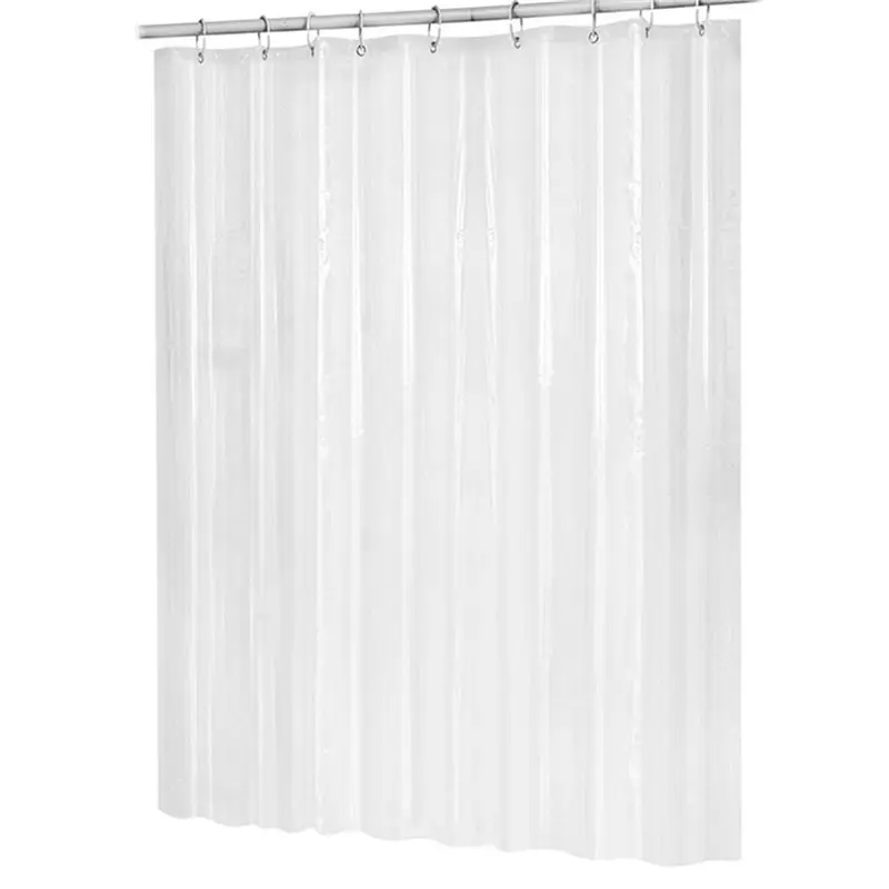 

PZHI-4Set 180Cmx180cm Plastic Peva Waterproof Shower Curtain Transparent White Clear Bathroom Curtain Bath Curtain With Hooks