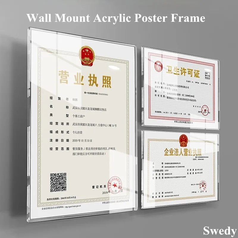 

A5 150x210mm Wall Mount Acrylic Sign Holder Menu Paper Price Listing Holder Picture Photo Poster Advertising Flyer Frame