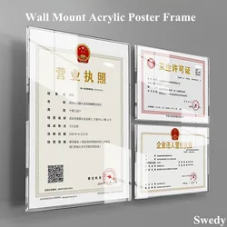 A5 150x210mm Wall Mount Acrylic Sign Holder Menu Paper Price Listing Holder Picture Photo Poster Advertising Flyer Frame