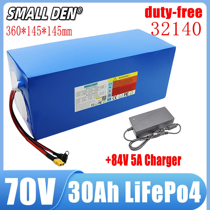 72v 30ah New LiFePo4 rechargeable battery pack 32140 22S2P with built-in BMS 3600W motor, 30A high-power 84V solar outdoor