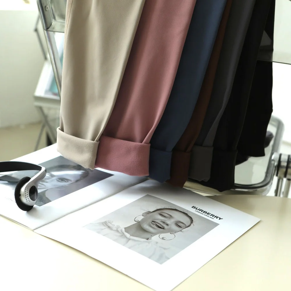 بنطلون يوجا نسائي عالي الخصر مبطن بالفرو، ضيق ومرن للتنحيف والتحكم في البطن، بنطلون طويل كاجوال من النايلون والسباندكس