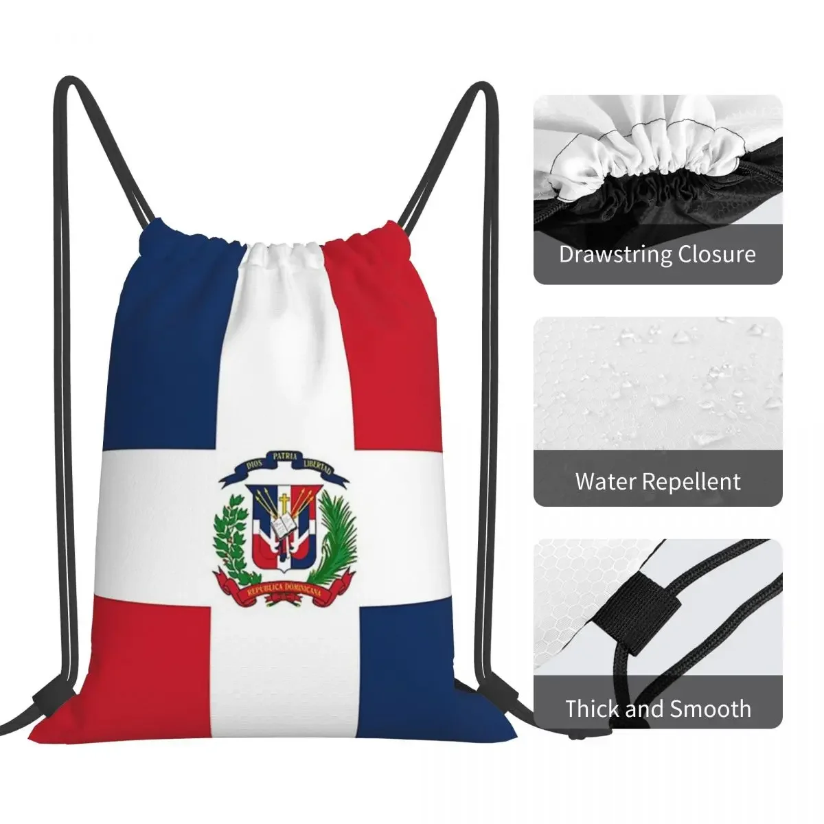 Dominican Republic Flag Gifts, Stickers And Other Products Backpacks Drawstring Bags Drawstring Bundle Pocket Sports Bag BookBag