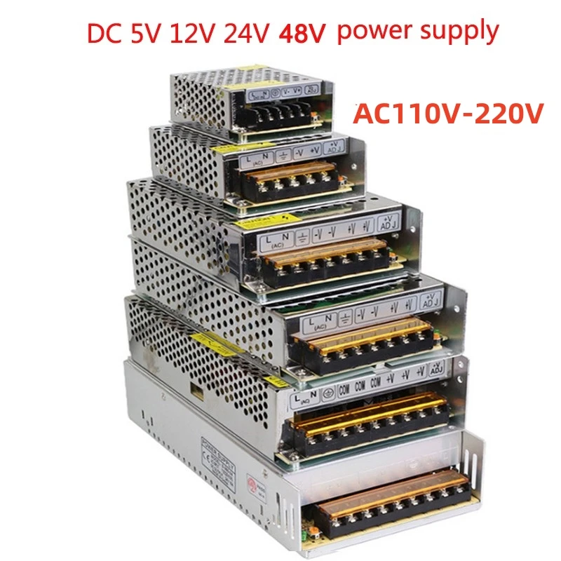 

free shipping Lighting Transformer AC110V-220V to DC 5V 12V 24V Power Supply Adapter 2A 5A 10A 20A 30A LED Strip Switch Driver