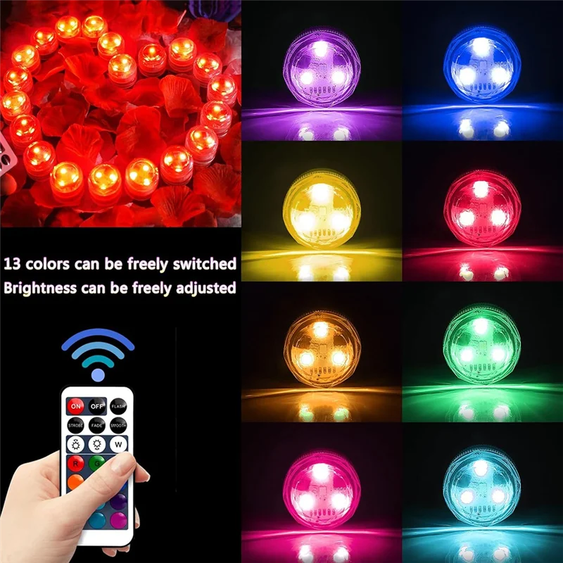 ABZV-Para peças centrais de abóbora de Halloween luzes de velas subaquáticas com luzes de chá LED remotas