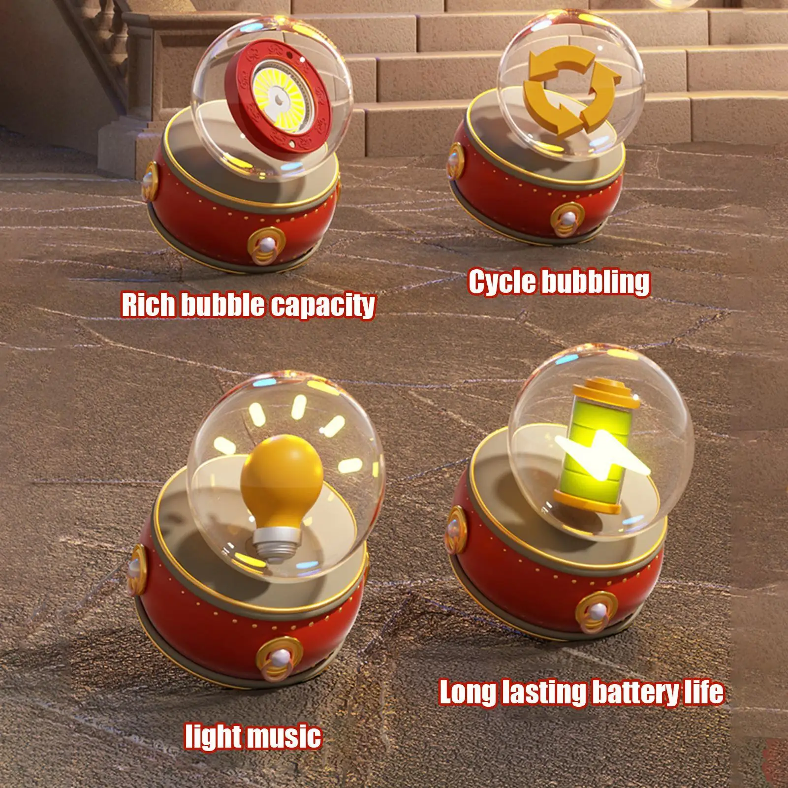 Macchina per Bolle di Sapone a Fuochi d'Artificio, Soffiatore Portatile da Terra, Elettronico Automatico, Regalo per il Capodanno e il Festival delle Primavera