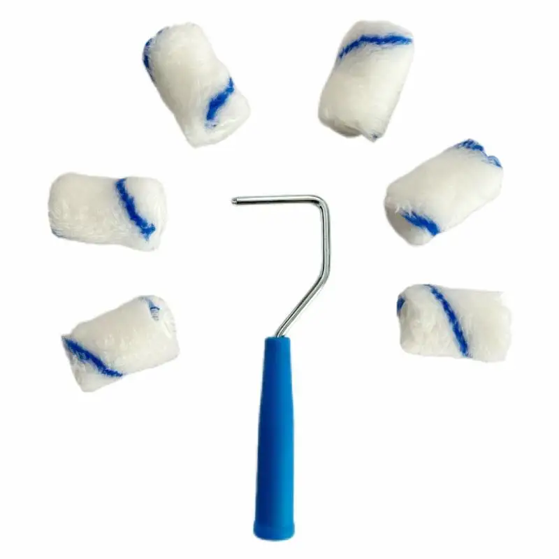 8Pcs 2Inch Smooth Finish Paint Roller Tray Lint-Free Mini Paint Roller Painting Walls High-Density Fabric Paint Rollers Set