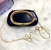Classic round box hand-held dinner bag mini small bag retro metal handle chain shoulder crossbody bag