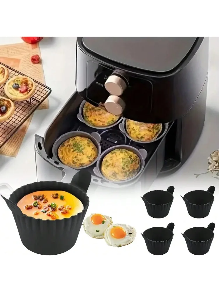 Doublures de friteuse à Air réutilisables en Silicone, accessoires de tasses de cuisson pour œufs, gâteaux, boulettes de viande, outils de cuisson de cuisine antiadhésifs 1/4 pièces