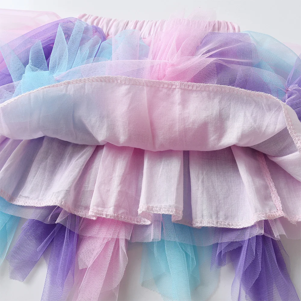 VIKITA Girls Tutu Mesh Tulle Layered Skirts Kids Birthday Party Casual Performance Prom Princess Mini Skirt Children Clothes