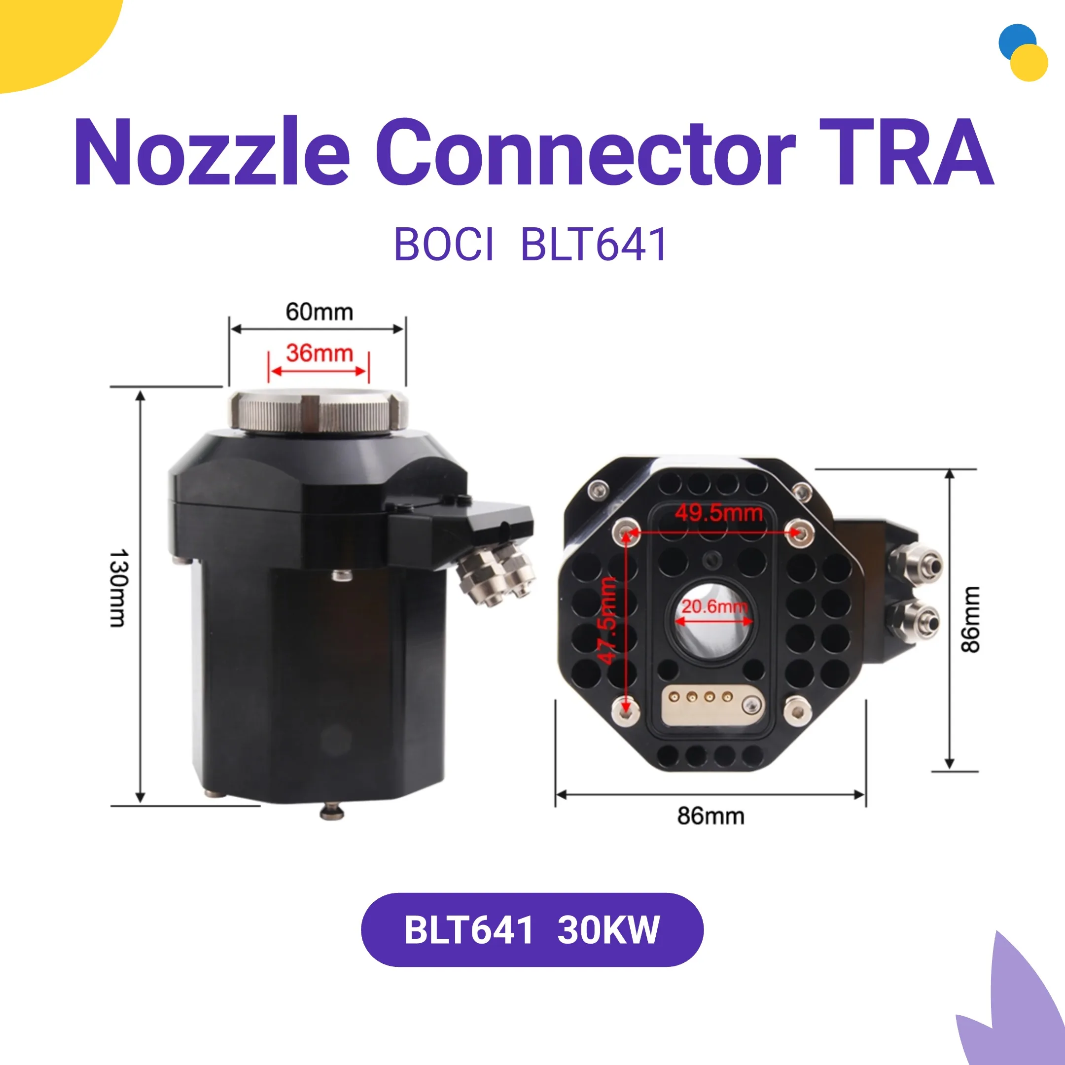 Header BOCI Laser Nozzle Connector Sensor TRA BLT641 30KW Nozzle Holder Parts For BOCI Laser Cutting Head Ceramic