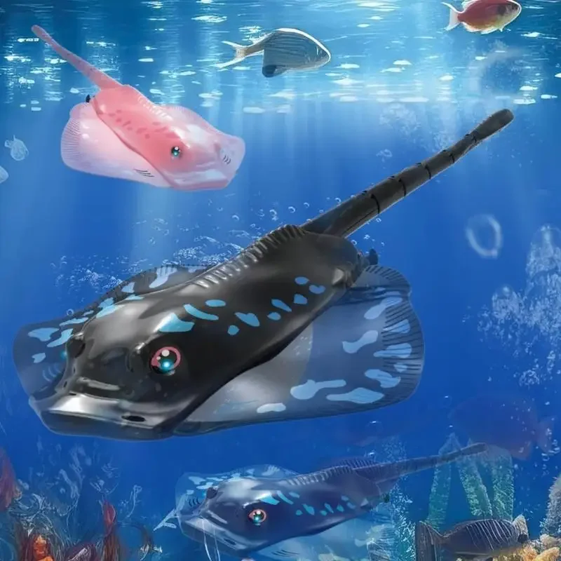 유연한 지느러미가있는 원격 제어 만타 레이 장난감 어린이를위한 방수 로봇 물고기 장난감 수영장 목욕 시간 놀이 전기 물고기 장난감 15UB
