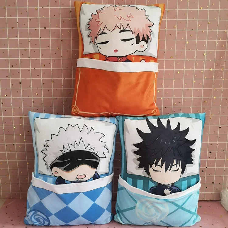 Cute Jujutsu Kaisen Plush Pillows Gojo Satoru Dakimakura Kawaii Anime Cushion Yuji Itadori Throw Pillow Geto Suguru Stuffed Doll