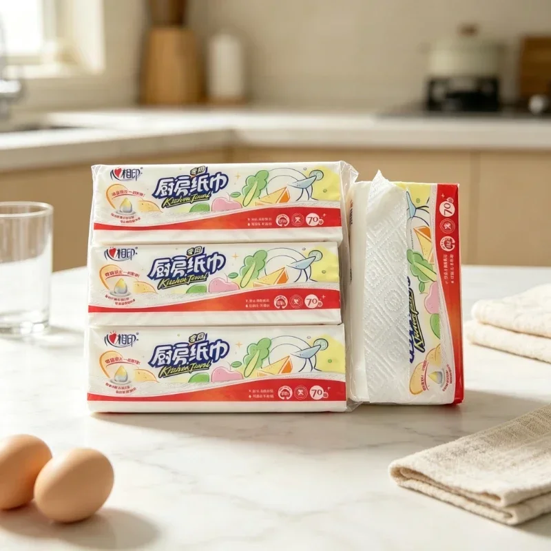 Household Disposable Kitchen Towels Water Absorbent Tissue Multi Purpose For Cooking Grease Cleaning Value Pack Thick Food Safe