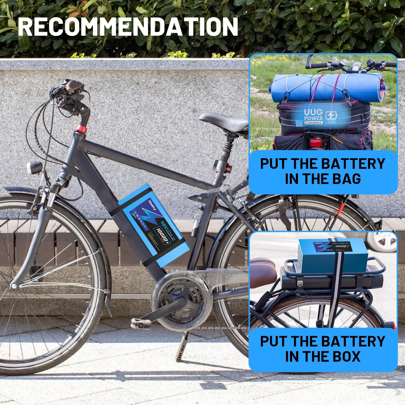 [US Direct ]Aleaivy 48V 30Ah Electric Bike Lithium Battery Pack 30000mAh Li Ion Battery for 1500W 1000W 750W 500W Bicycle Scooter Motorcycle with Charger view 7
