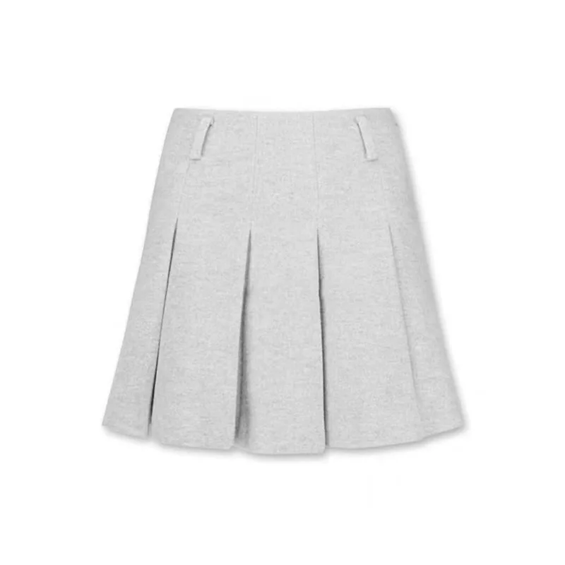 Woolen Pleated Skirt for Ladies, Casual Fashion Bag, College Style, Warm Temperament, Early Spring