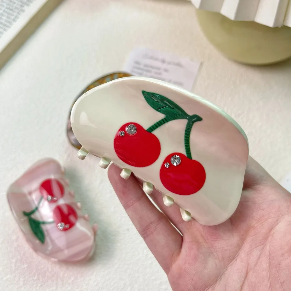 

Acid Little Fresh Fruit Element Diamond-Encrusted Cherry Hair Claw Cute Shark Clip Women's Accessories Korean Style Hair Clip
